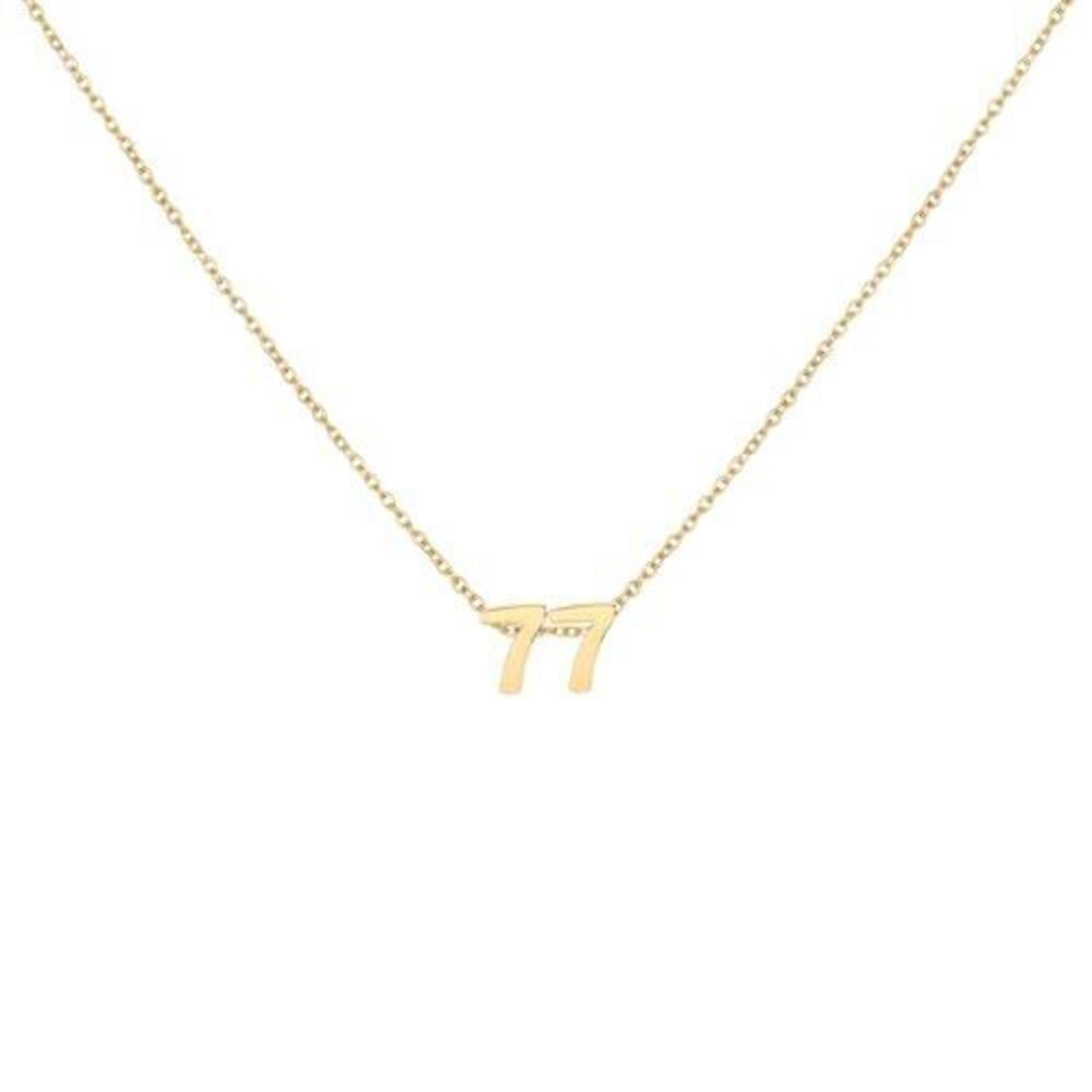 1819 18K Gold Plated Number 77 Necklace Dainty Pendant Chain Necklace
